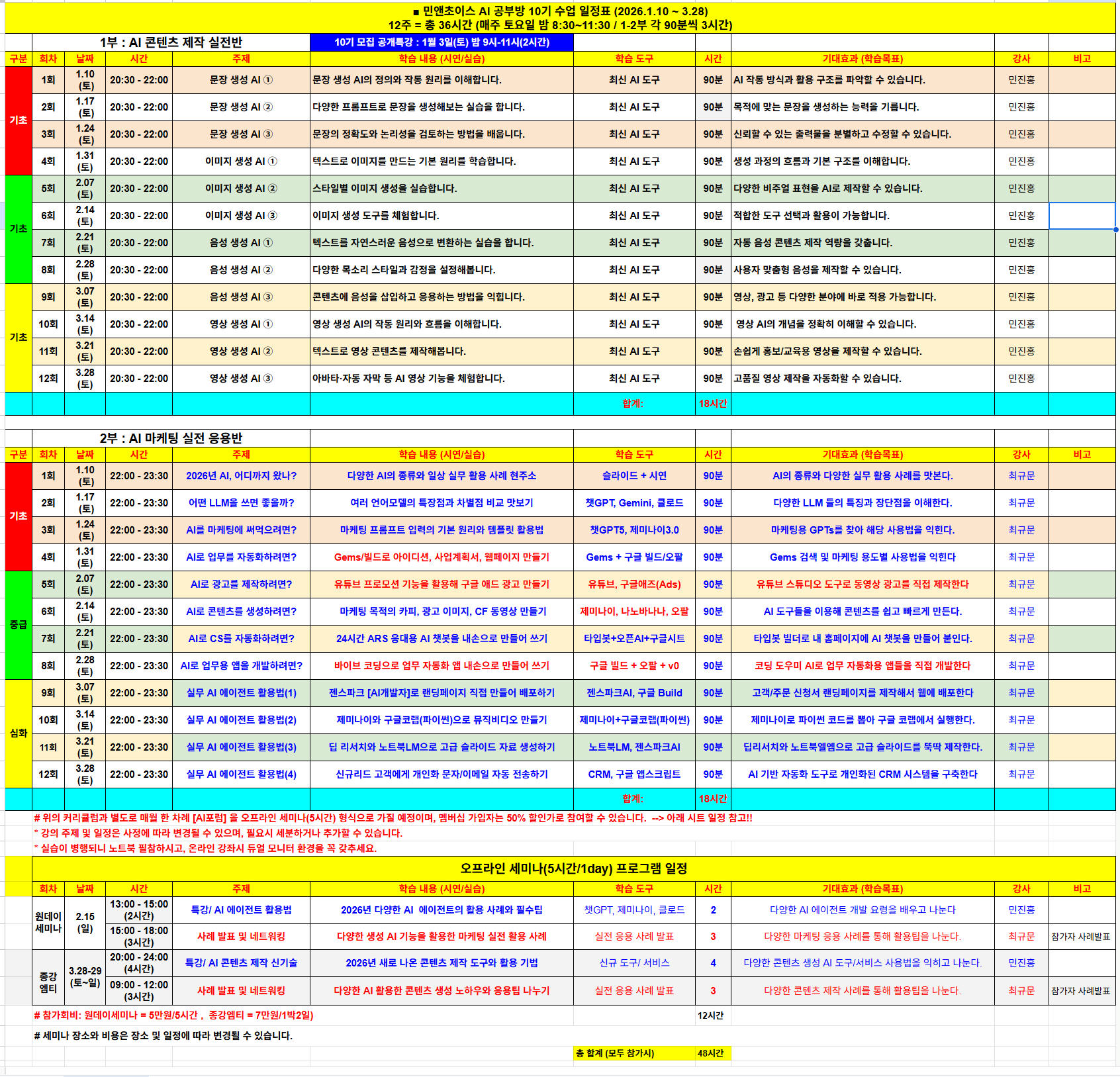 민앤초이스공부방_10기 커리큘럼 테이블_260102